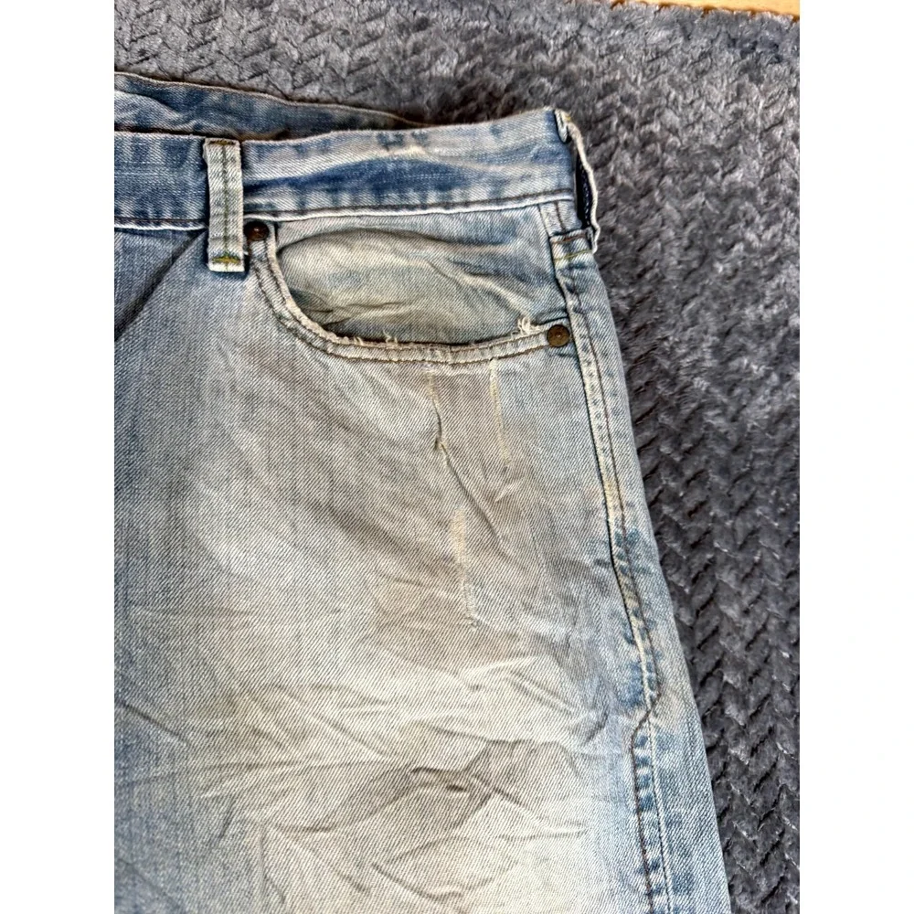 Levi's Bootcut Jeans Mens 36x32 Blue Denim Cotton Light Wash Mid Rise Frayed Hem